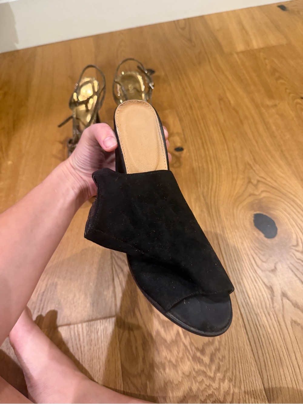 ASOS Black Suede Open-Toe Slide Mule Heels